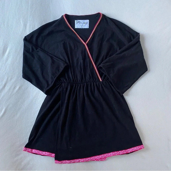 Pitusa Clothing Mykonos Pima Cotton Dress: Black No Tassels Size Petite - Picture 3 of 4